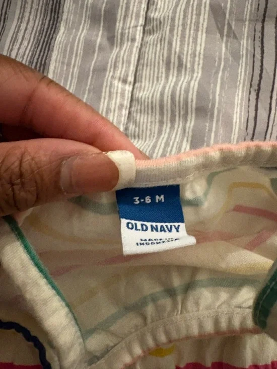 Old Navy Girls' Striped Orange & White Sleeveless Romper Set - Picture 7 of 7